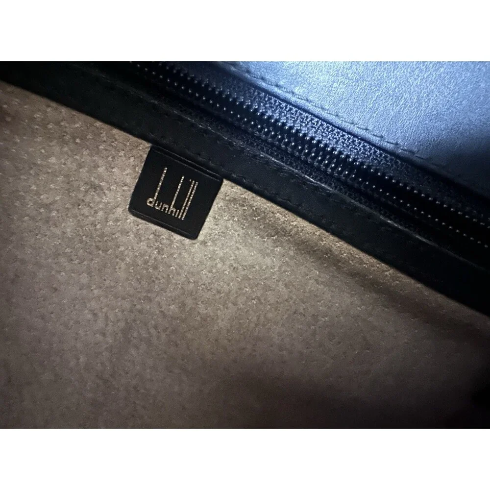 Authentic dunhill Leather Second bag Clutch bag Black working lock